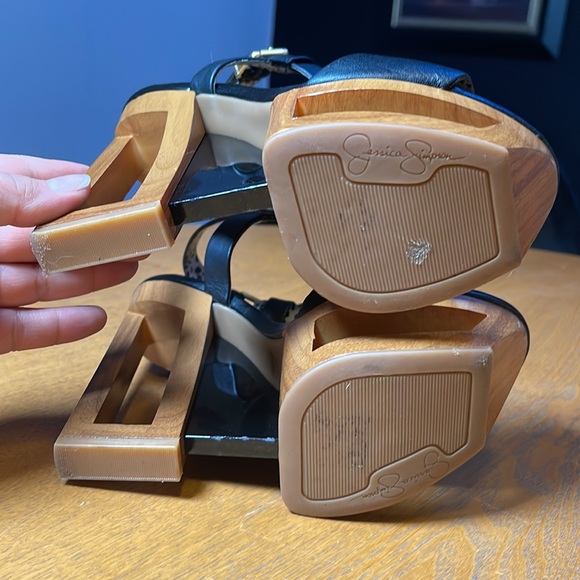 Jessica Simpson black and cheetah wooden heels sz 6.5 - Picture 9 of 9